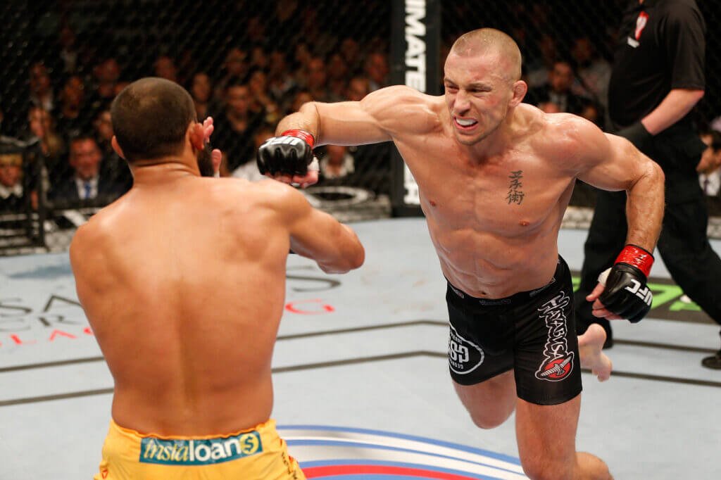 GSP throwing a superman punch