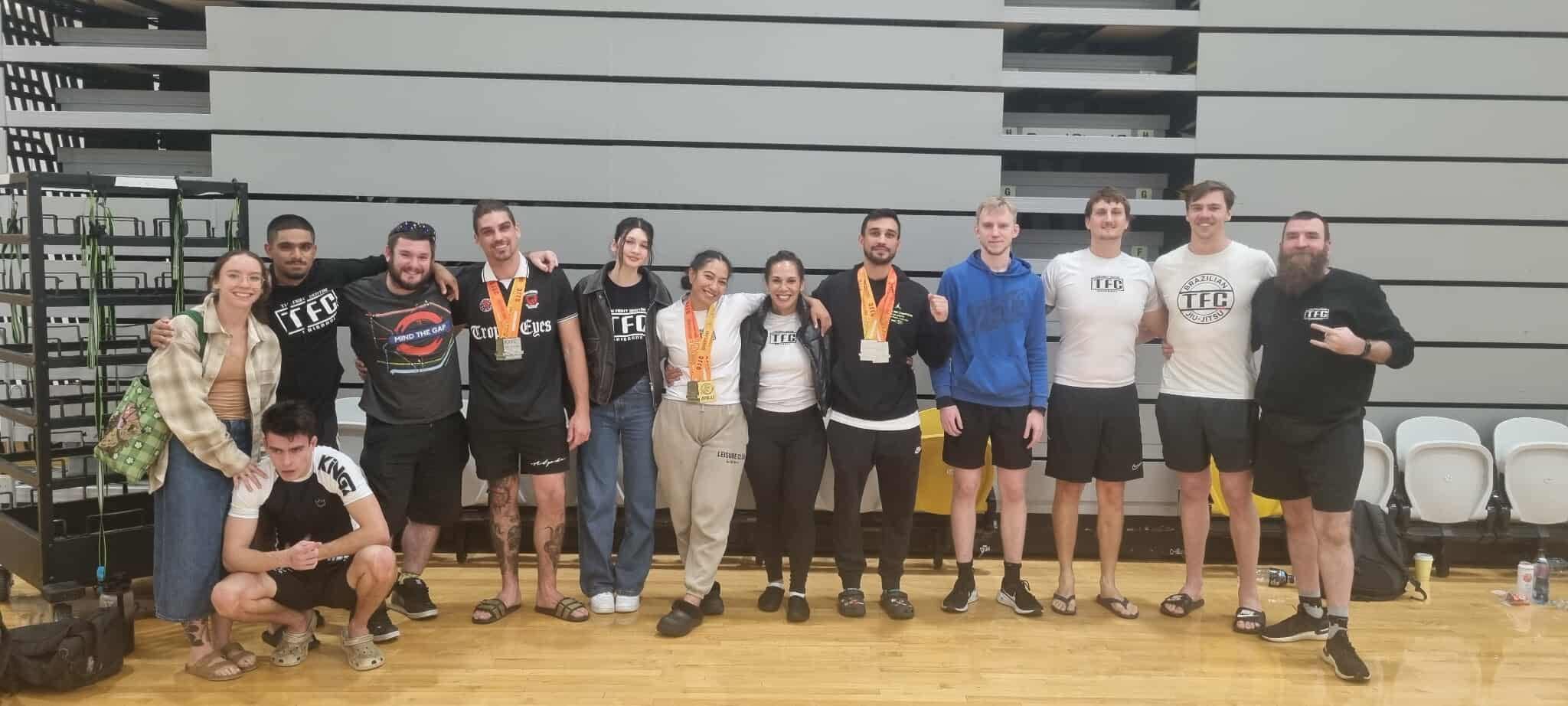 A group of TFC members who attended and competed at the BJJ Queensland State Championships.